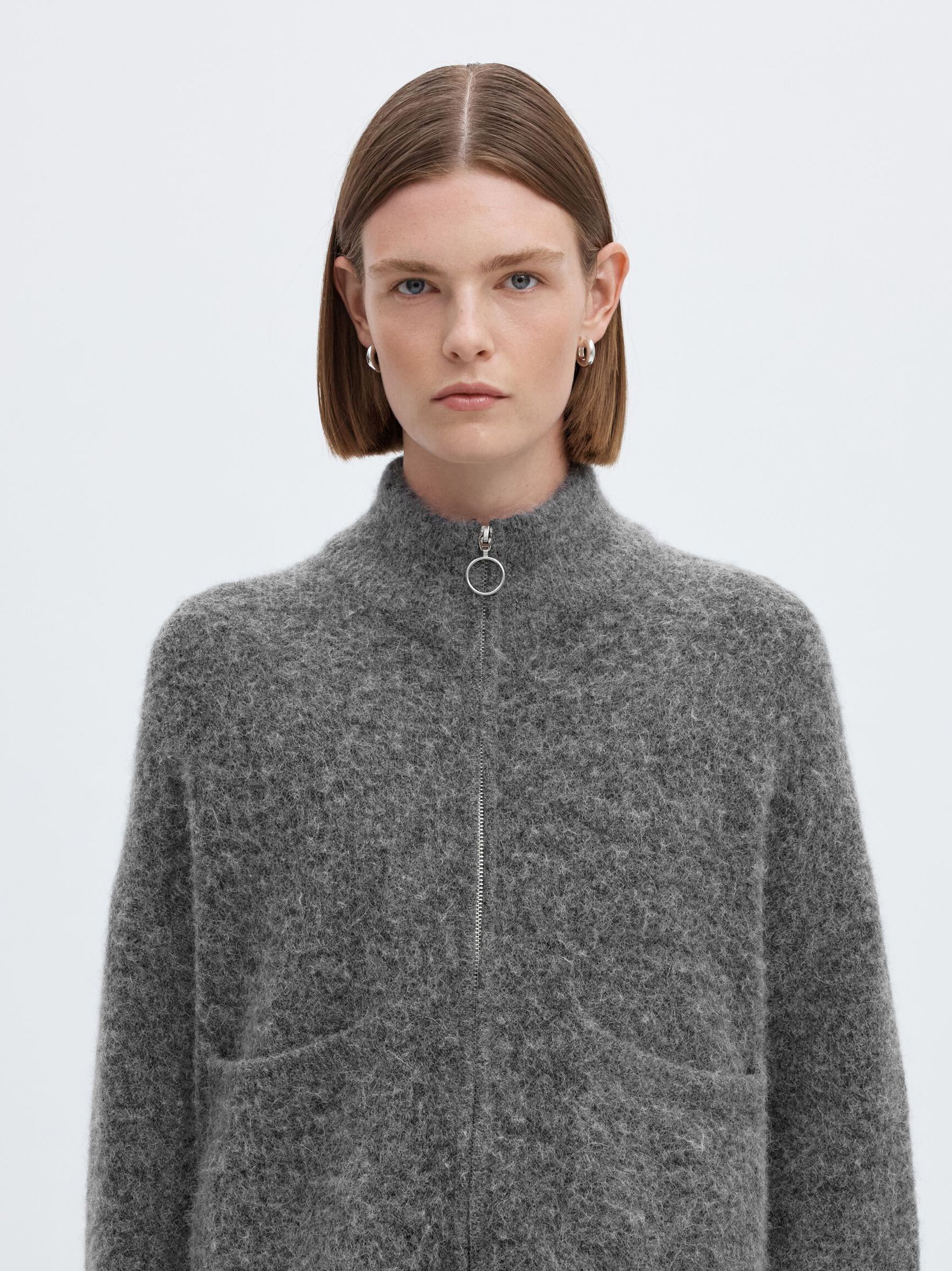LAINE MÉLANGÉE CARDIGAN, Medium Grey Melange, highres