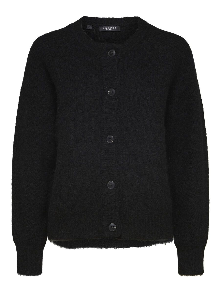 Selected LONG-SLEEVED CARDIGAN, Black, highres - 16074481_Black_001.jpg