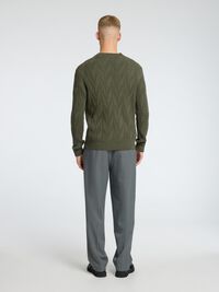 WOLLGEMISCH ZOPFSTRICK STRICKPULLOVER, Kalamata, highres