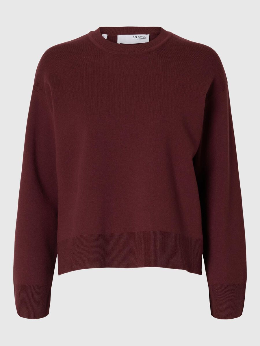 Selected VISCOSE BLEND KNITTED JUMPER, Zinfandel, highres - 16096169_Zinfandel_001.jpg