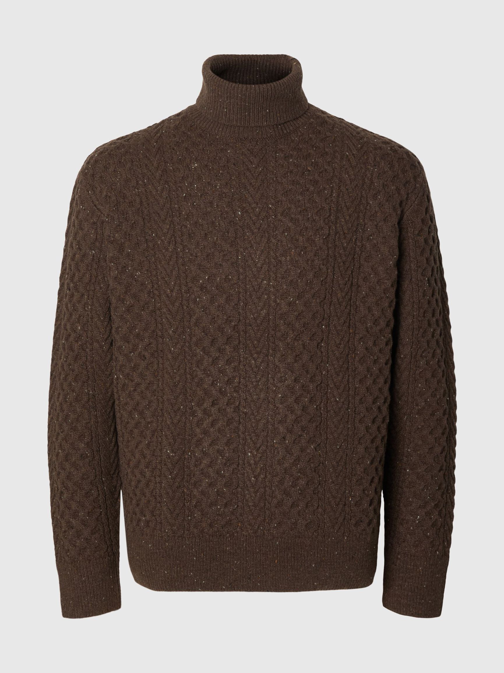 CABLE KNIT TURTLENECK, Delicioso, highres