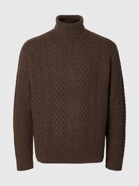 CABLE KNIT TURTLENECK, Delicioso, highres