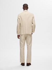 DOUBLE BREASTED LINEN BLEND BLAZER, Sand, highres