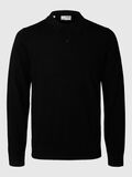 Selected 100% MERINO WOOL POLO SHIRT, Black, highres - 16094654_Black_001.jpg