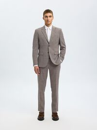 SLIM FIT EINREIHIGER BLAZER, Dark Sand Melange, highres