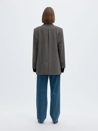 VISCOSE BLEND RELAXED BLAZER, Dark Grey Melange, highres