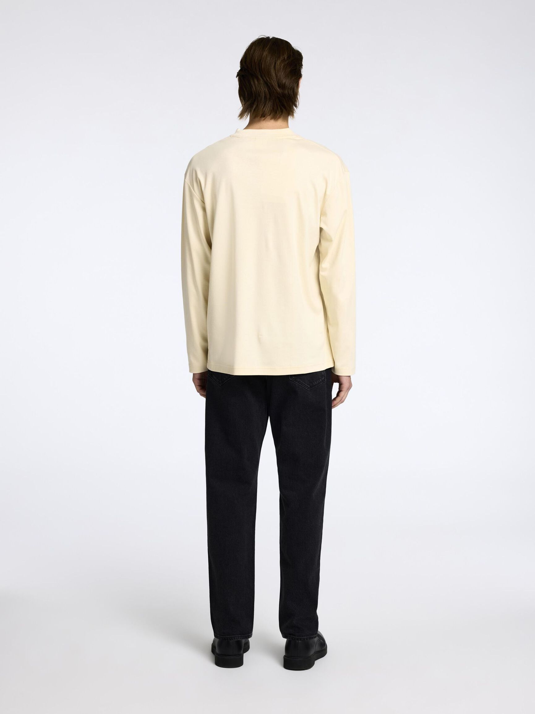 100% KATOEN TOP MET LANGE MOUWEN, Angora, highres