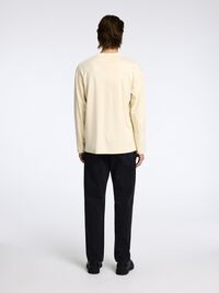 100% KATOEN TOP MET LANGE MOUWEN, Angora, highres