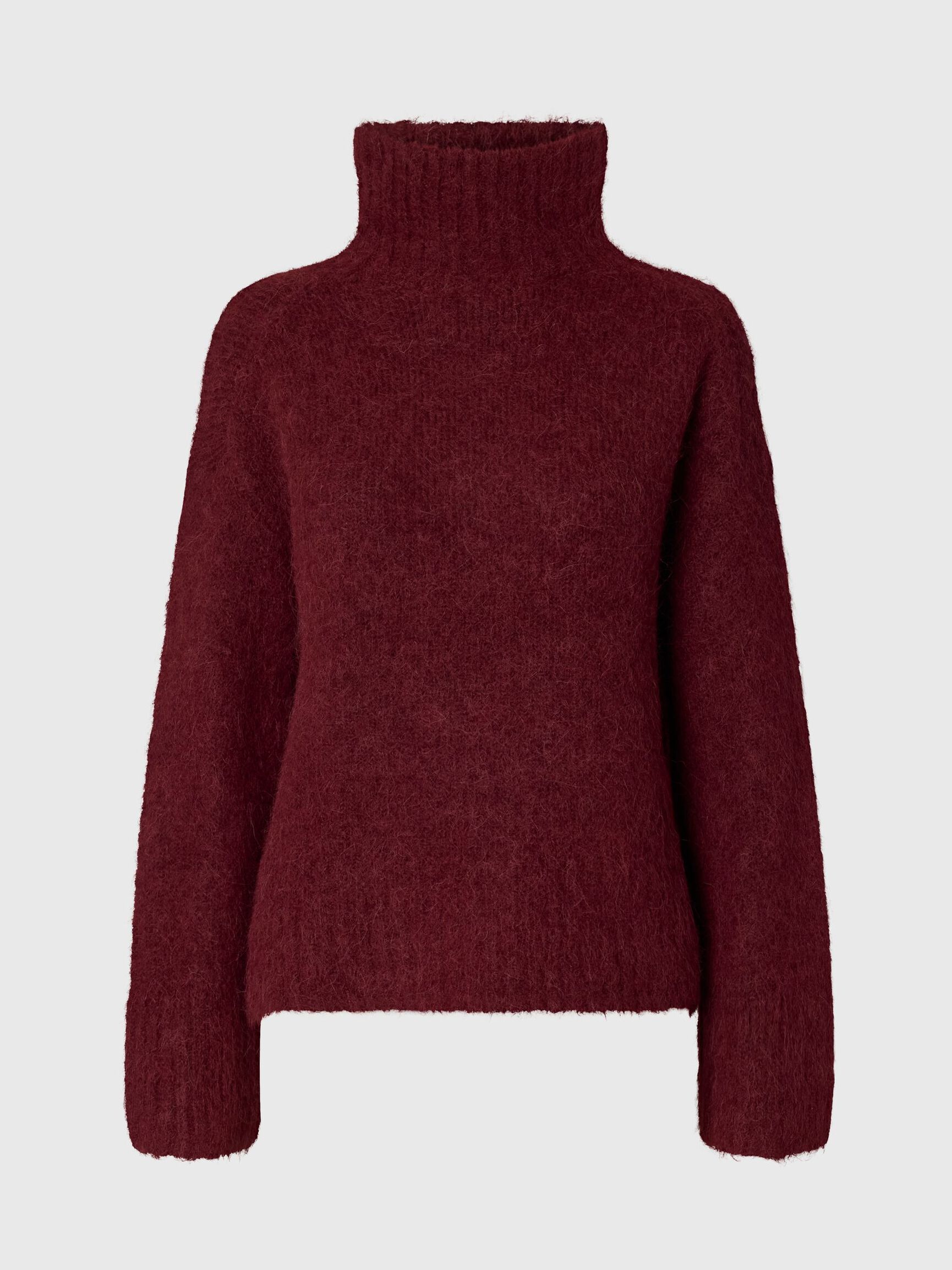 WOOL BLEND HIGH-NECK JUMPER, Tawny Port, highres