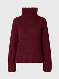 WOOL BLEND HIGH-NECK JUMPER, Tawny Port, highres