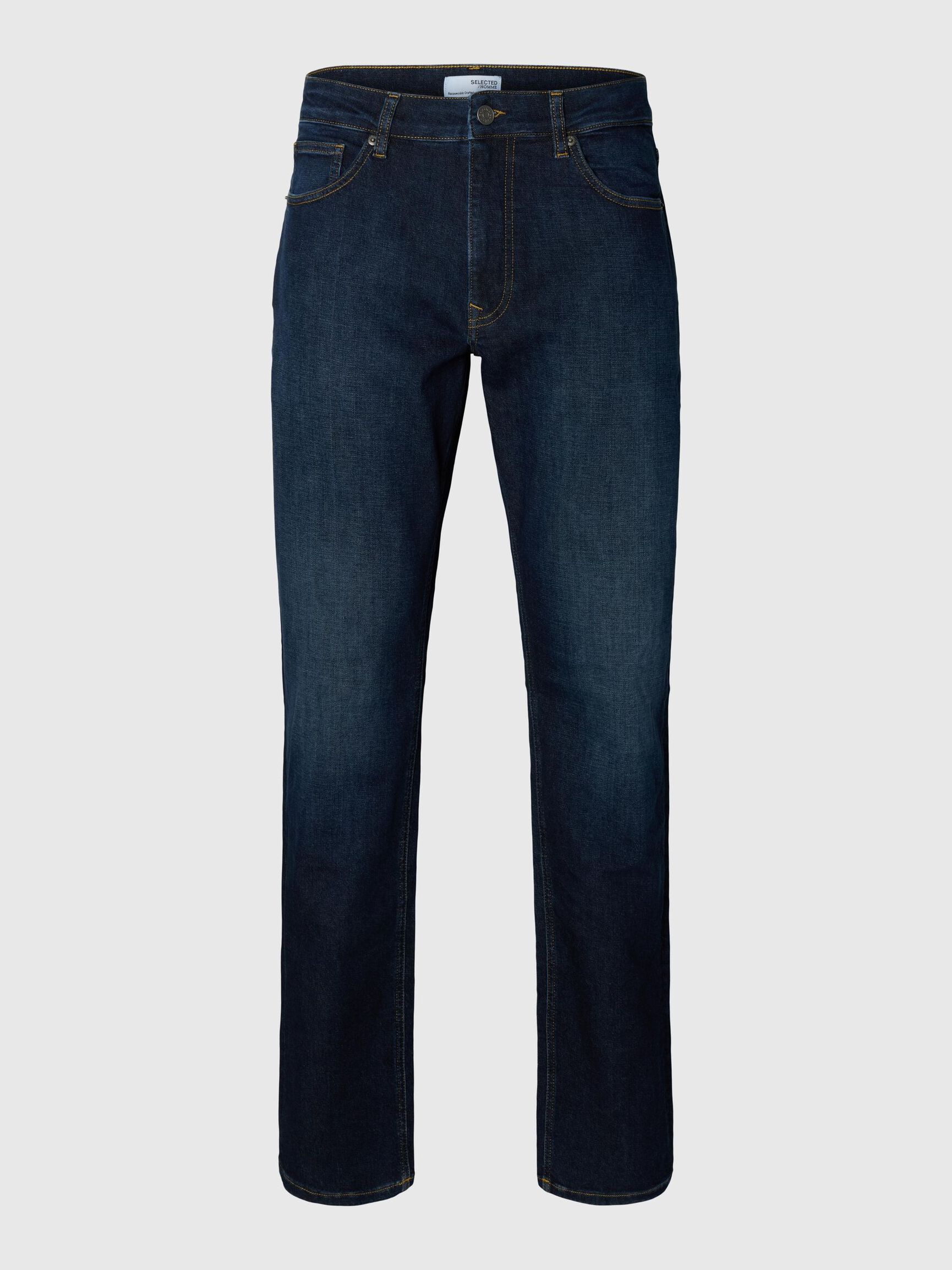 196 FLEX STRAIGHT FIT JEANS, Dark Blue Denim, highres