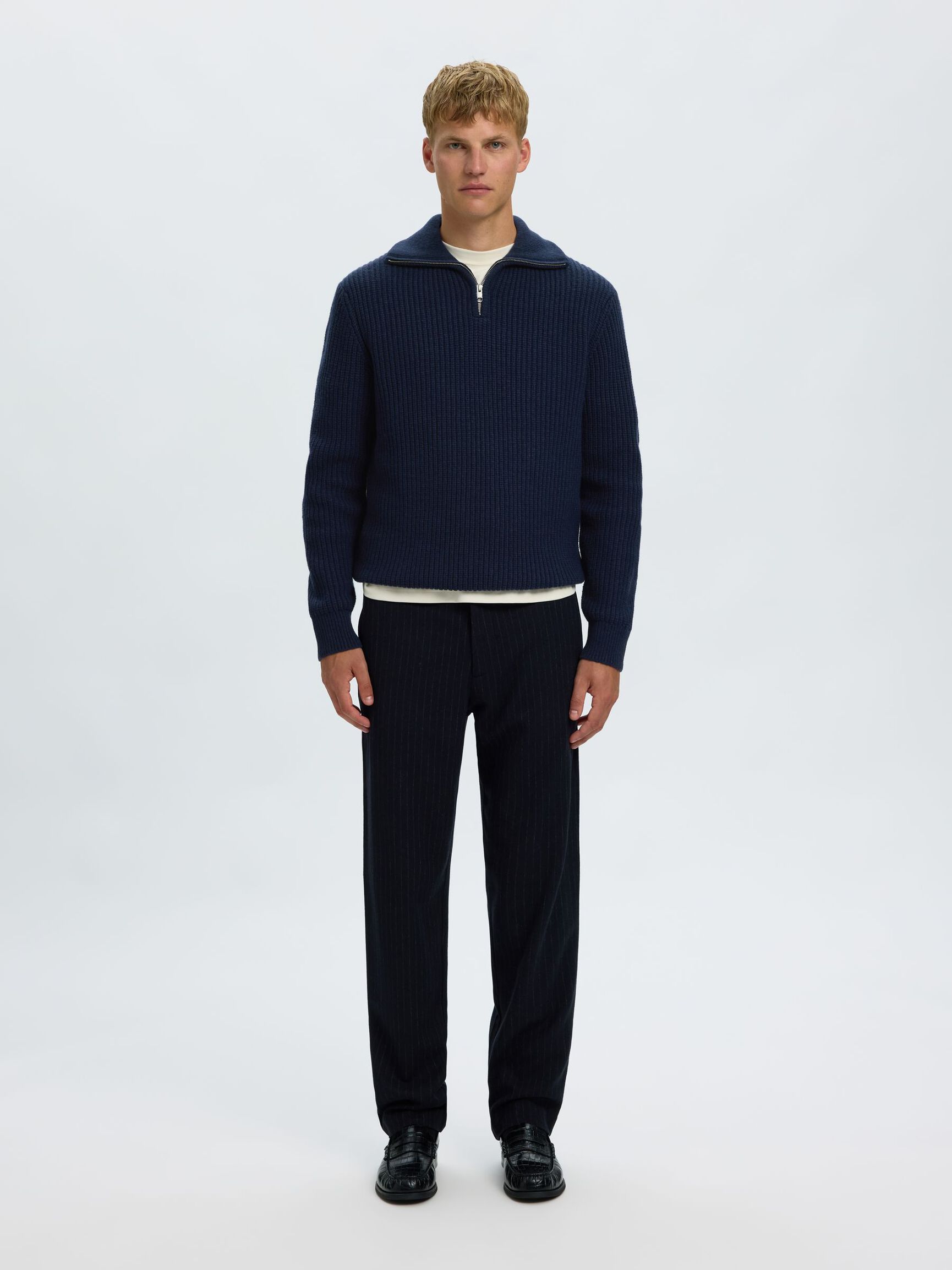 STRIKKET ULLBLANDING GENSER MED HALV GLIDELÅS, Sky Captain, highres