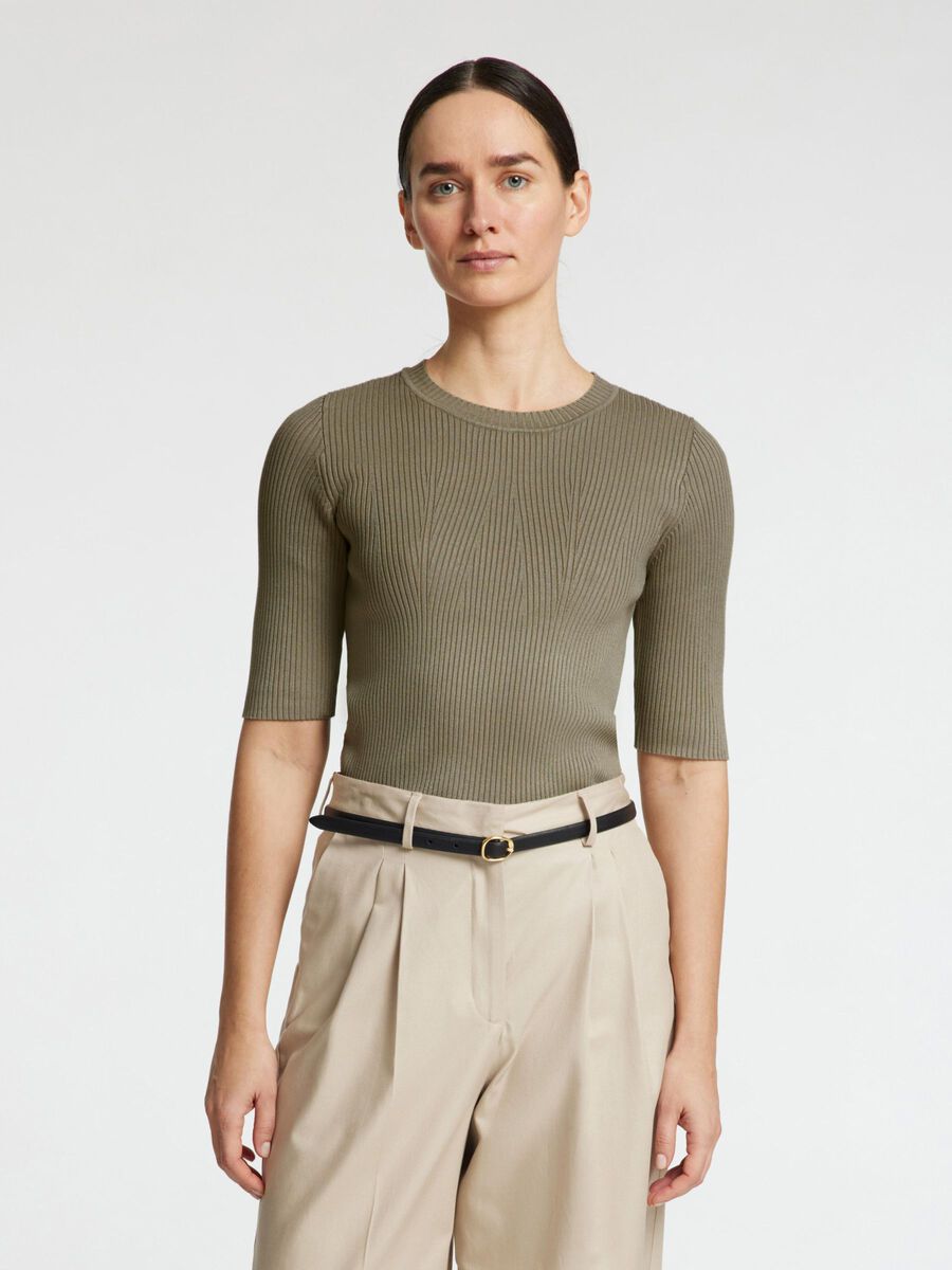 Selected VISCOSE BLEND KNITTED TOP, Vetiver, highres - 16088431_Vetiver_003.jpg