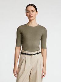 VISCOSE MÉLANGÉE TOP EN MAILLE, Vetiver, highres