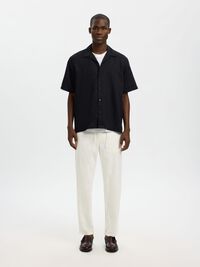 SLIM TAPERED LINEN BLEND TROUSERS, Cloud Dancer, highres
