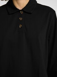POLO STYLE JERSEY LONG SLEEVED DRESS, Black, highres