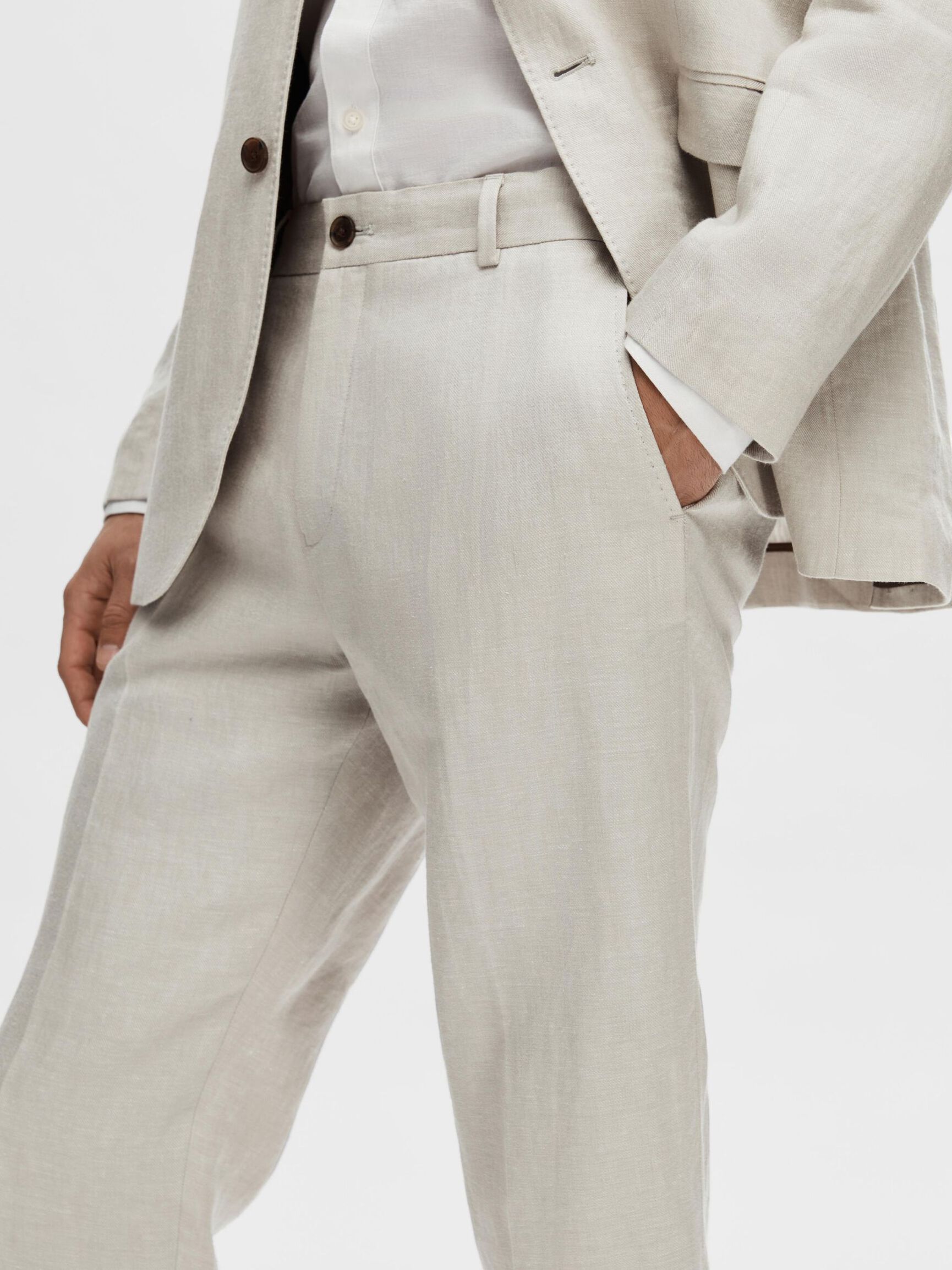100% LINEN SUIT TROUSERS, Sand, highres
