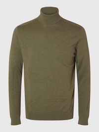 LONG-SLEEVED ROLL NECK PULLOVER, Kalamata, highres