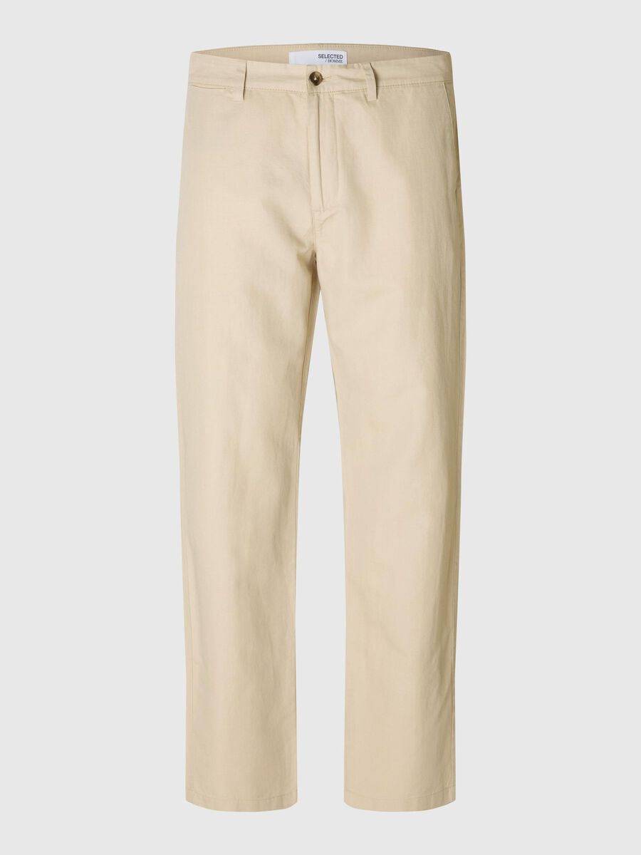 Selected 196 STRAIGHT FIT LEINENMIX HOSE, Oatmeal, highres - 16096754_Oatmeal_001.jpg