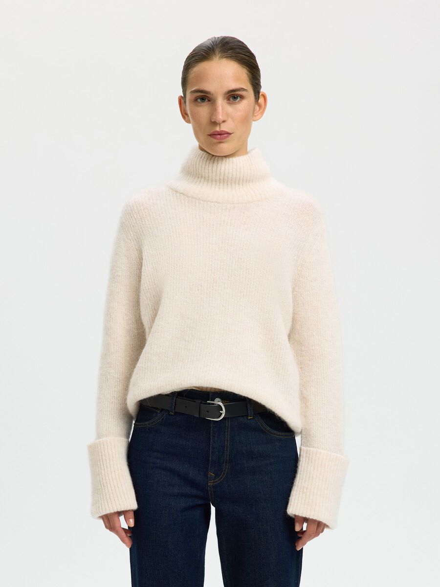 Product tile image - ROLL NECK WOOL BLEND JUMPER, Birch | 16094526_Birch_1131135