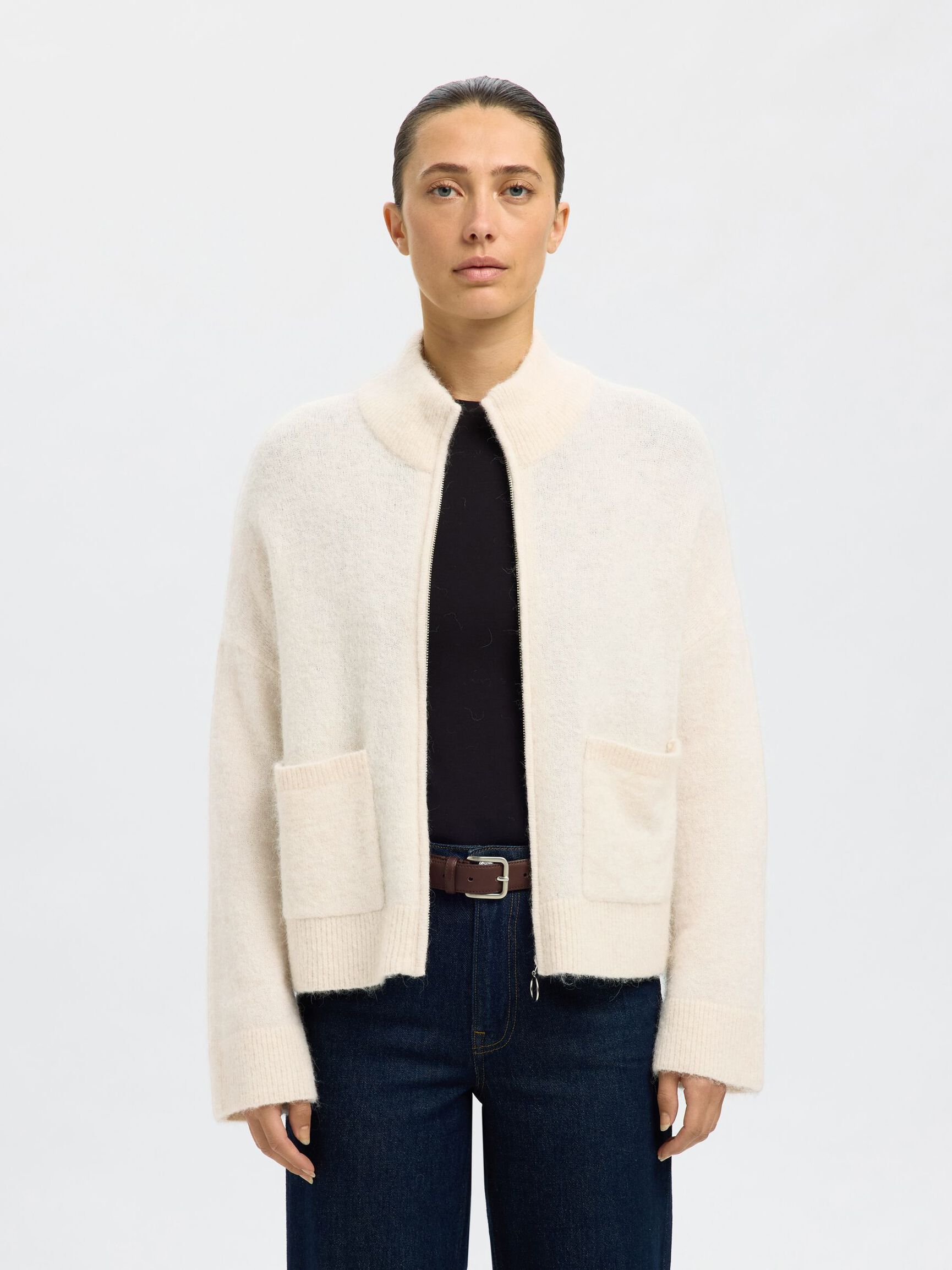 LAINE MÉLANGÉE CARDIGAN, Birch, highres