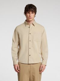 LONG SLEEVED OVERSHIRT, Oatmeal, highres