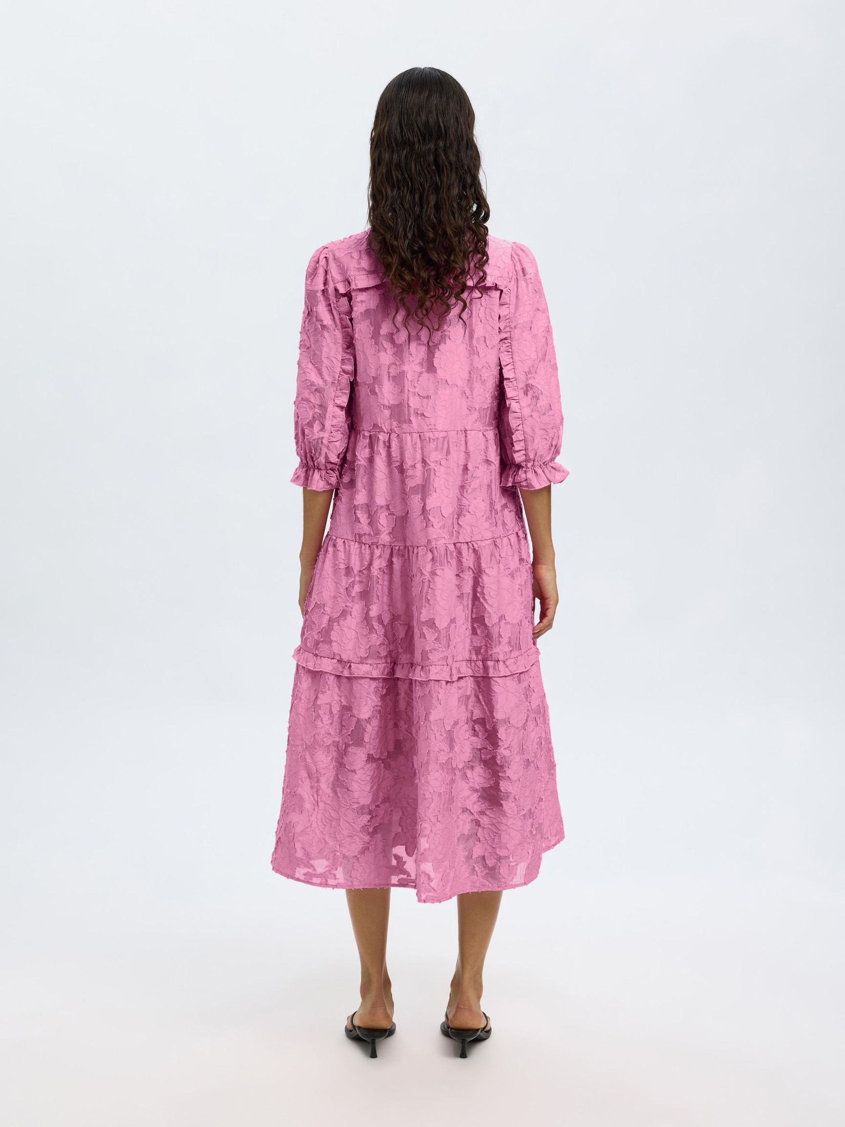 TIE WAIST MIDI DRESS, Rosebloom, highres