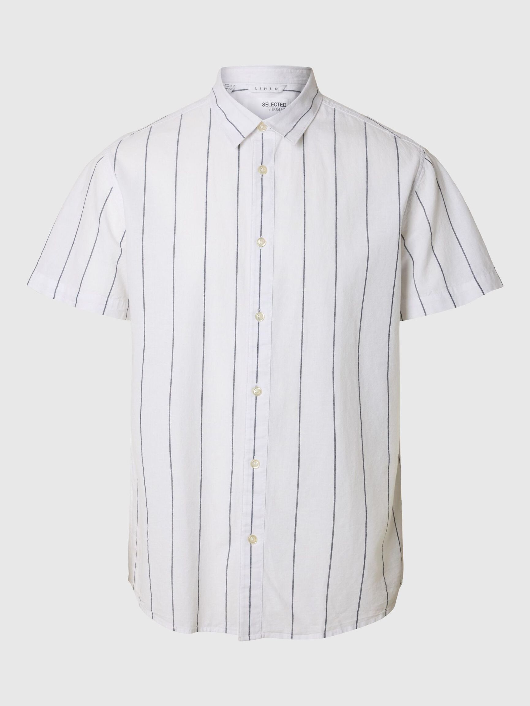 COTTON BLEND SHORT SLEEVED SHIRT, White, highres