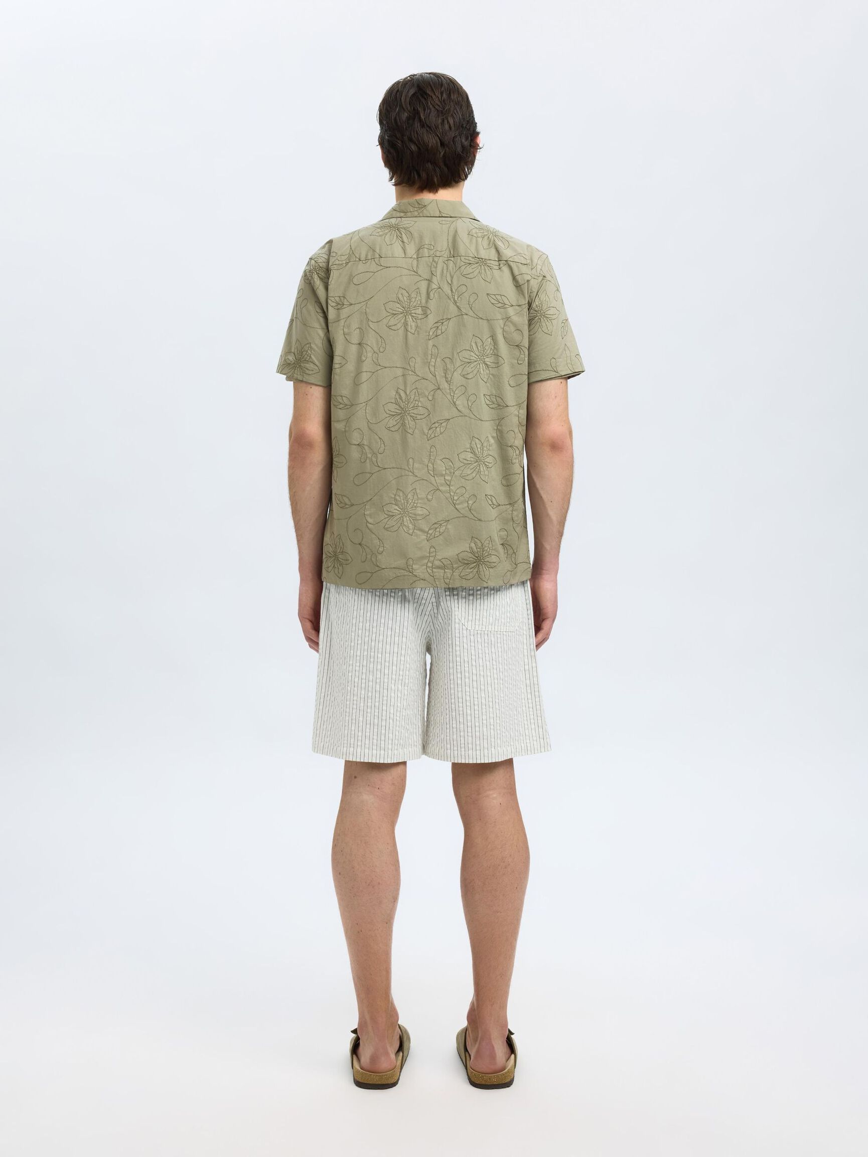 100% BAUMWOLL KURZARMHEMD, Vetiver, highres