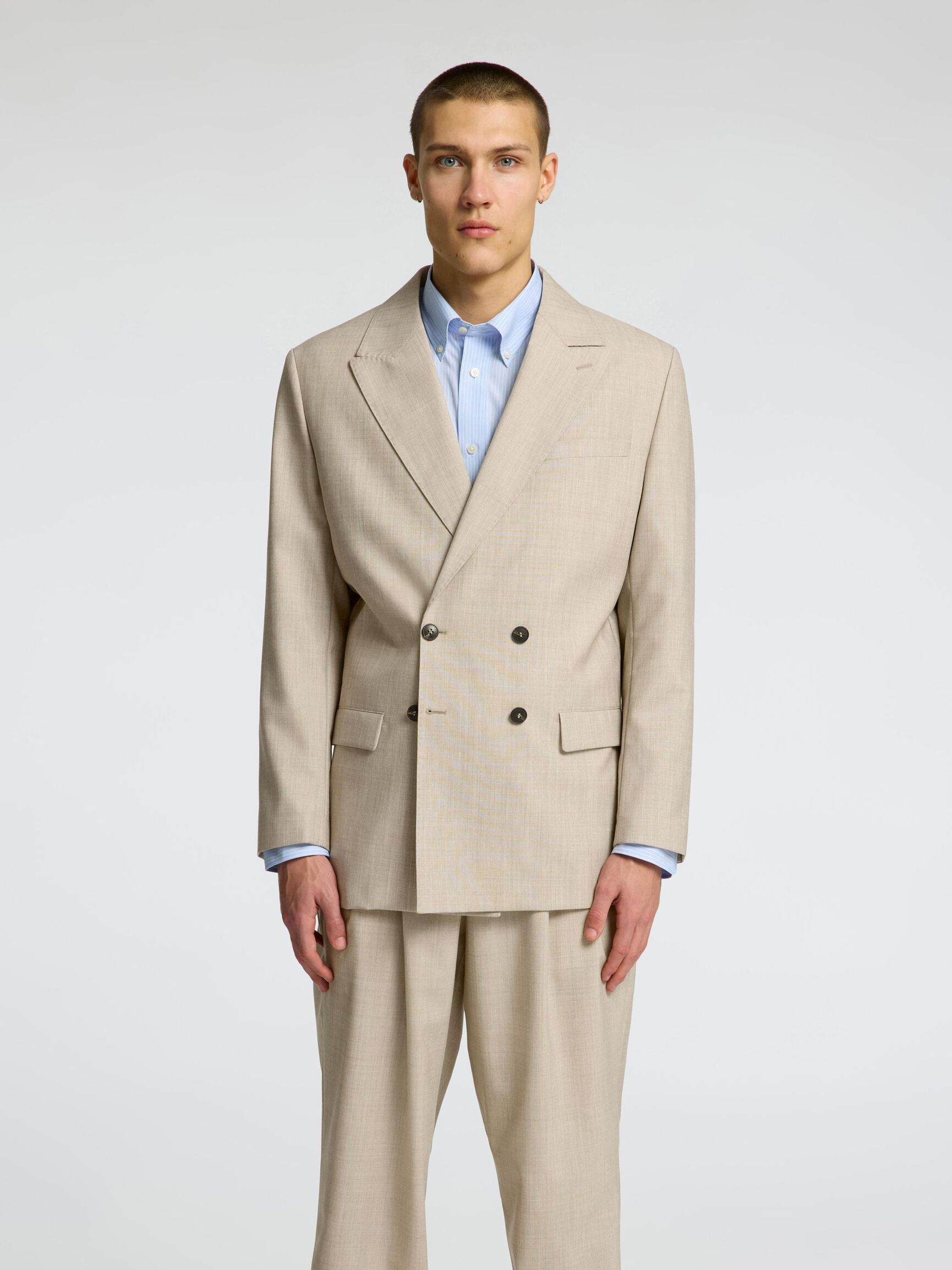 100% WOLL ZWEIREIHIGER BLAZER, Egret, highres