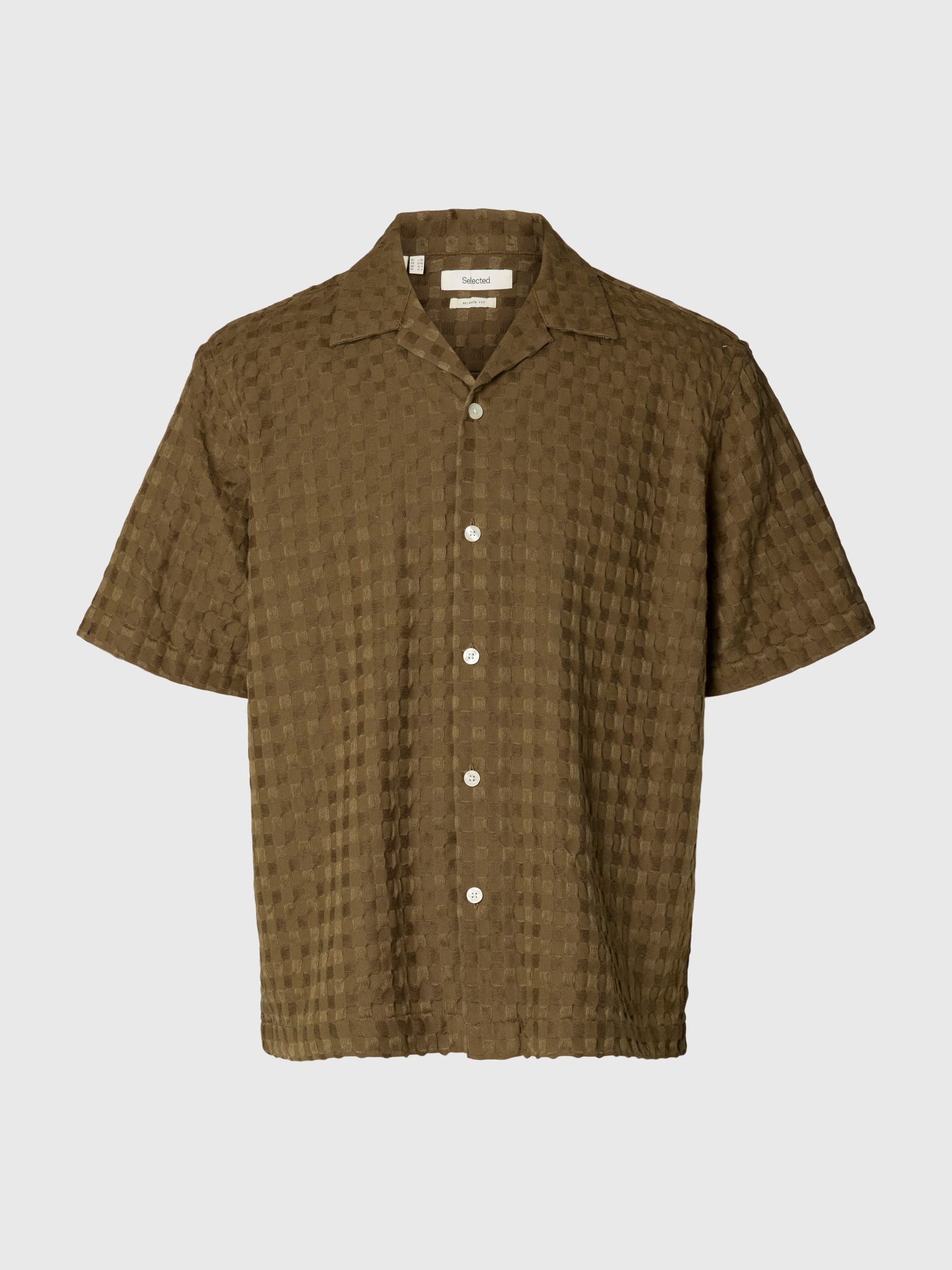 TEXTURED SHORT SLEEVED SHIRT, Chocolate Chip, highres