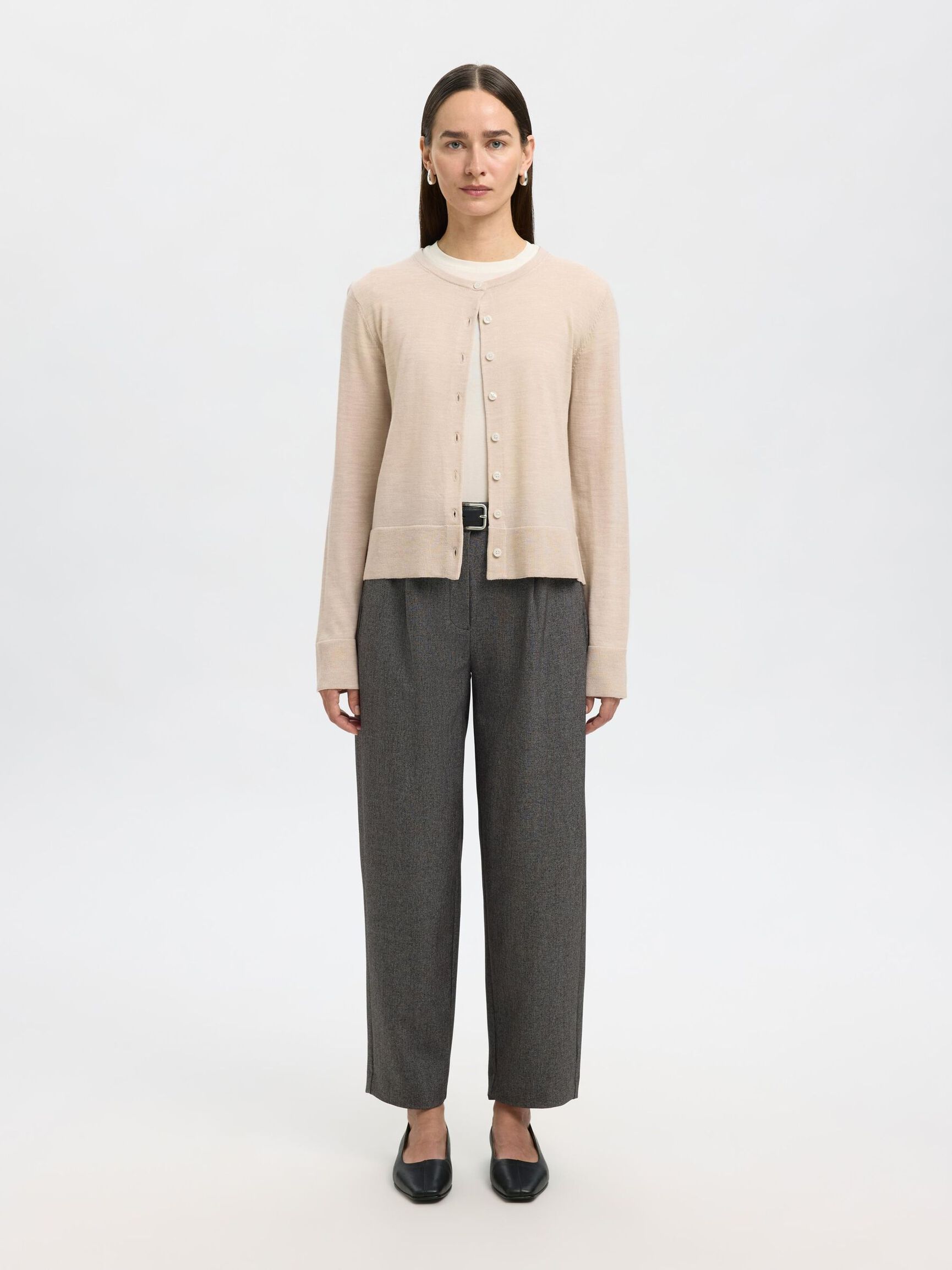 CARDIGAN A MAGLIA, Oatmeal, highres