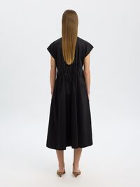 TIE FRONT MIDI DRESS, Black, highres