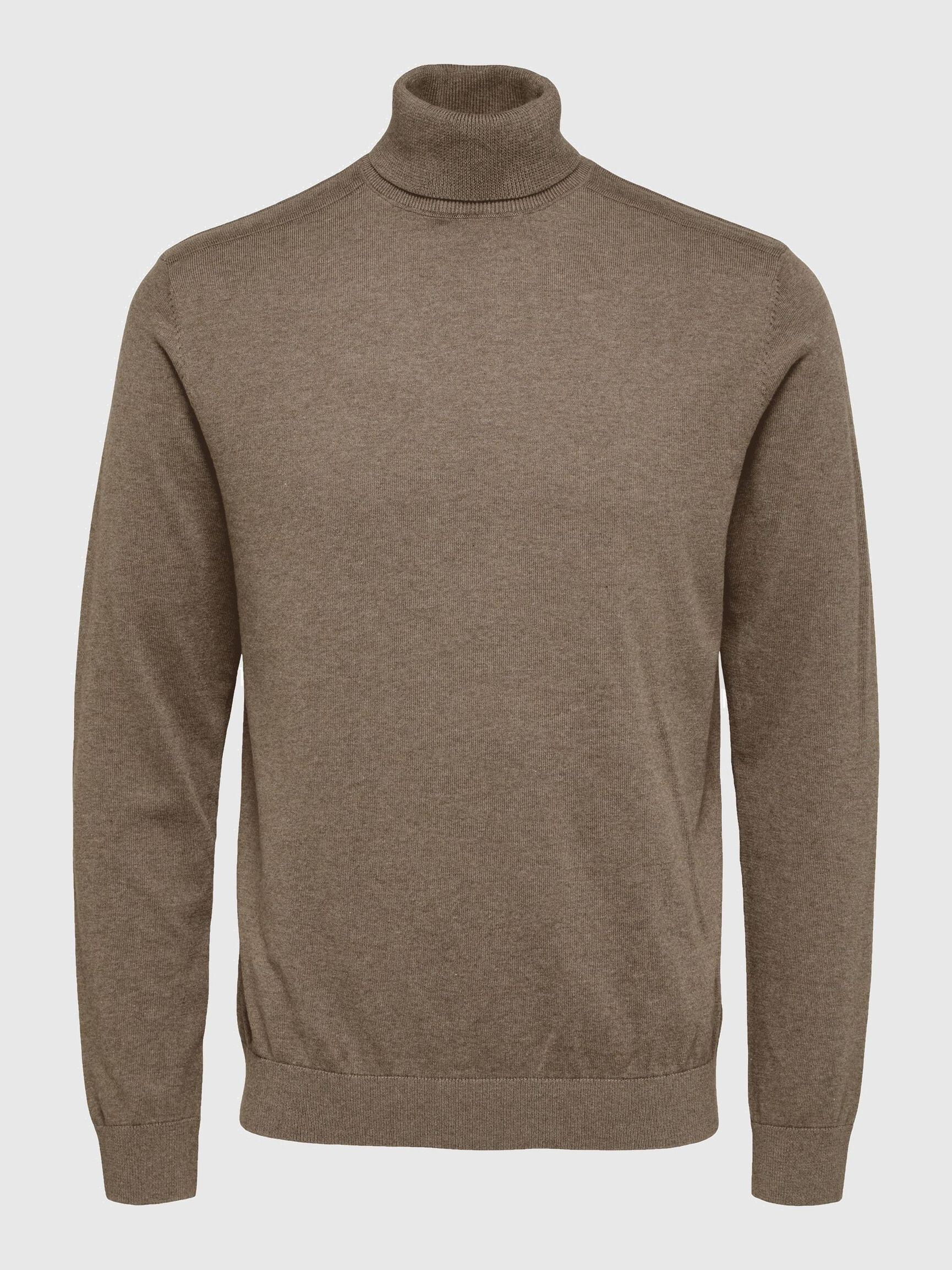 LONG-SLEEVED ROLL NECK PULLOVER, Teak, highres