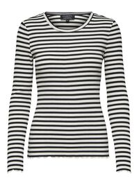 STRIBET LANGÆRMET T-SHIRT, Black, highres