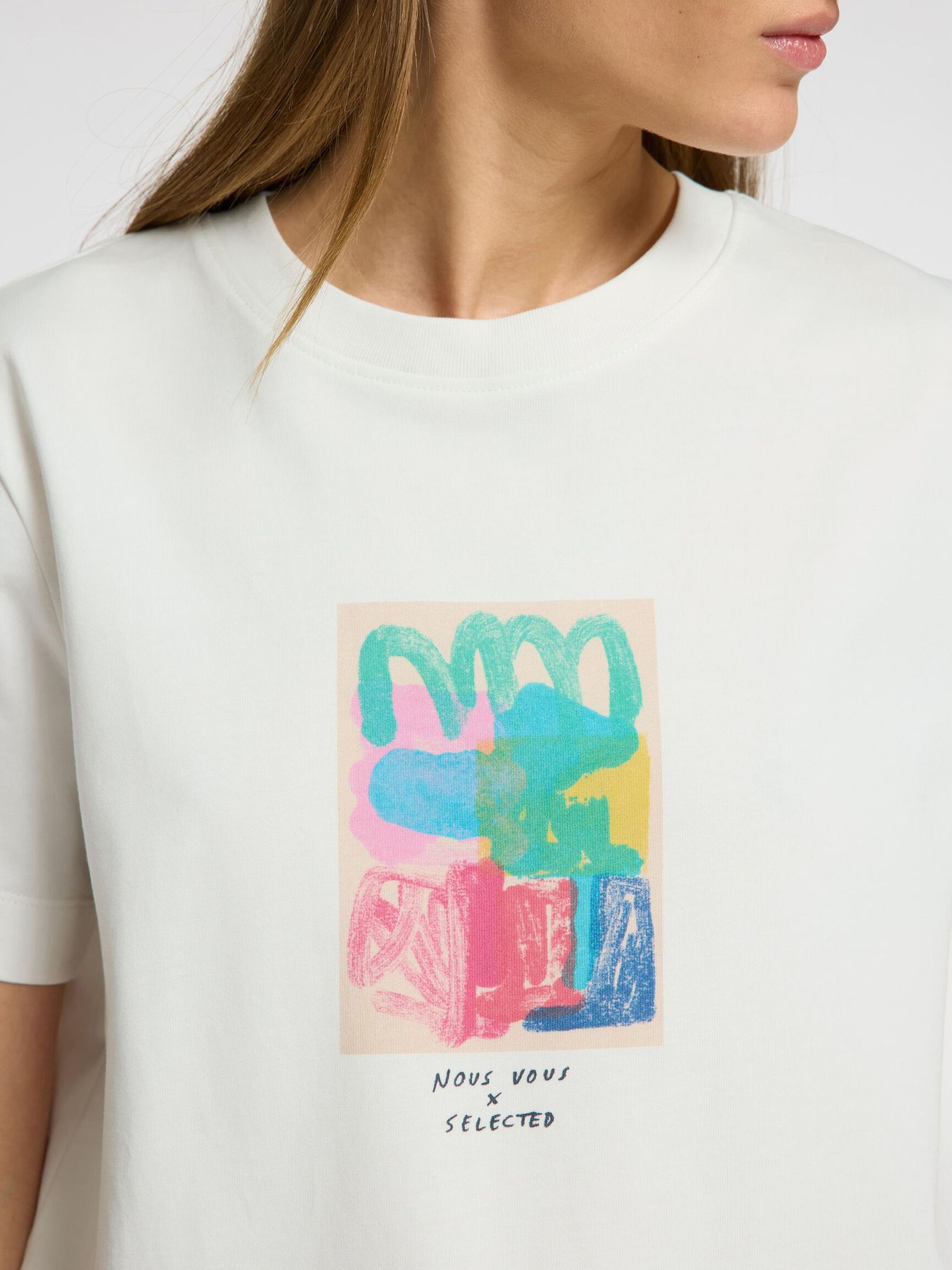 PRINTED BOXY FIT T-SHIRT, Snow White, highres