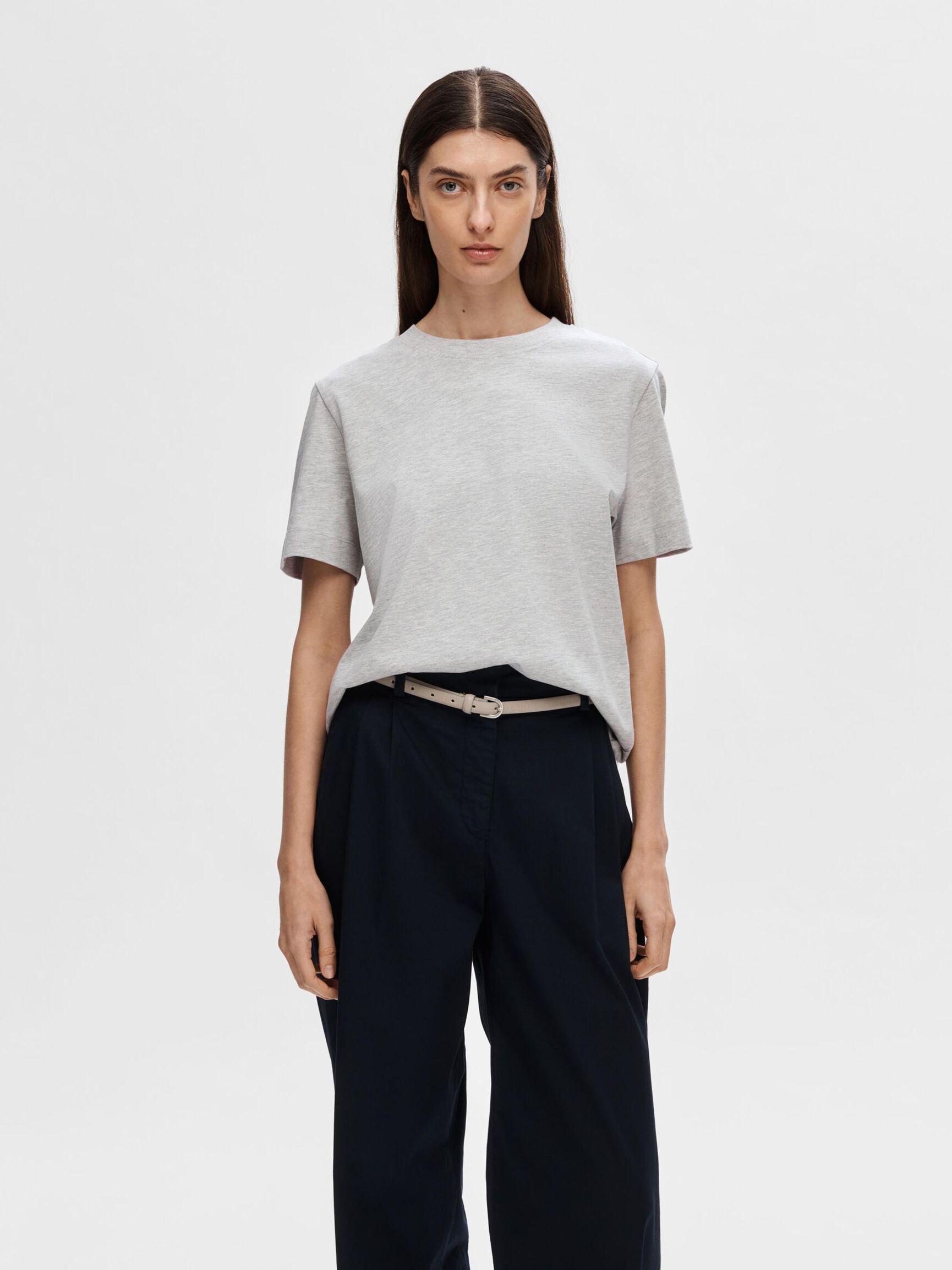 BOXY T-SHIRT, Light Grey Melange, highres