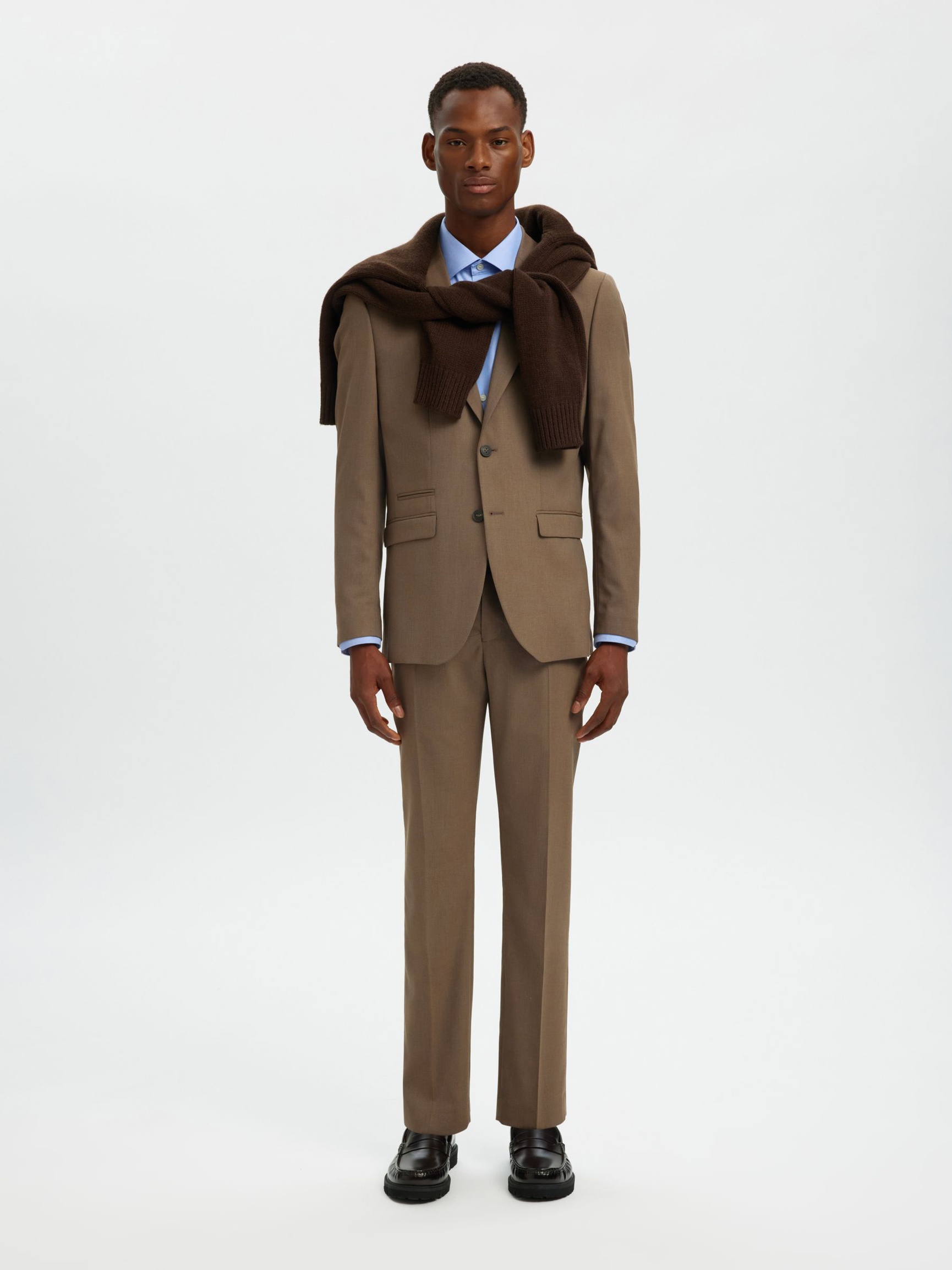 WOVEN WOOL BLEND TROUSERS, Kelp, highres