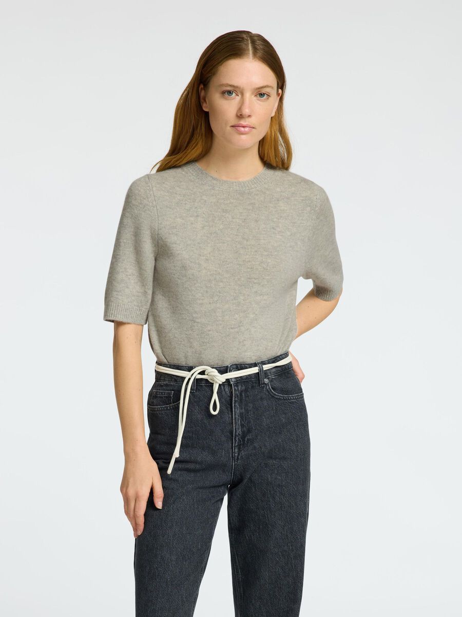 Selected WOLLGEMISCH 2/4-ARM OBERTEIL, Light Grey Melange, highres - 16096821_LightGreyMelange_003.jpg