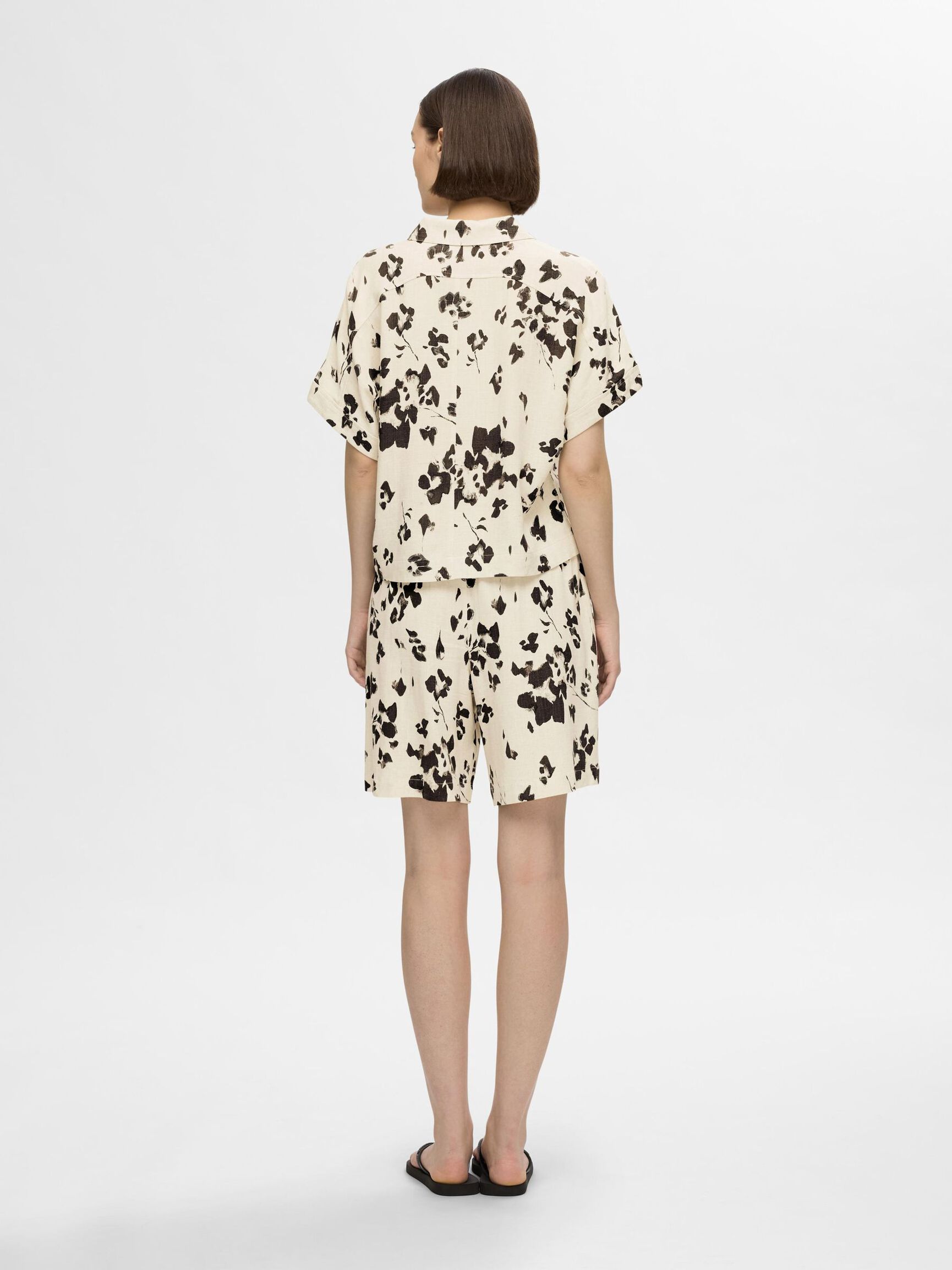 LOOSE FIT PRINT SHORTS, Black, highres