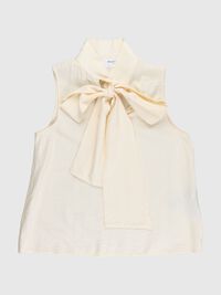 TIE NECK SLEEVELESS TOP, Birch, highres