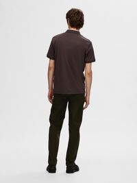 ZIPPER POLO SHIRT, Chocolate Torte, highres