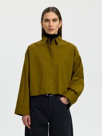 BOXY FIT CROPPED BLOUSE, Fir Green, highres