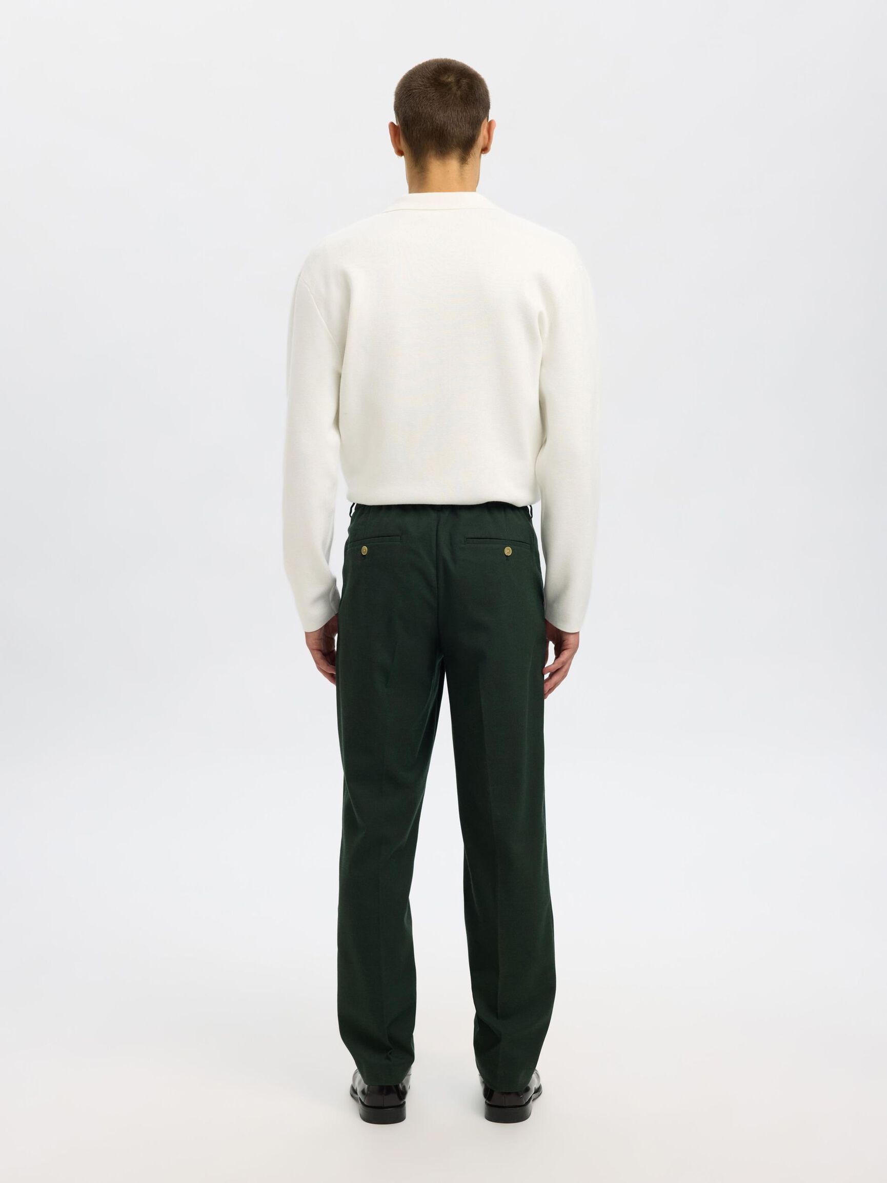 VISCOSE BLEND PLEATED TROUSERS, Deep Forest, highres