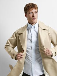 DOUBLE-BREASTED TRENCH COAT, Chinchilla, highres