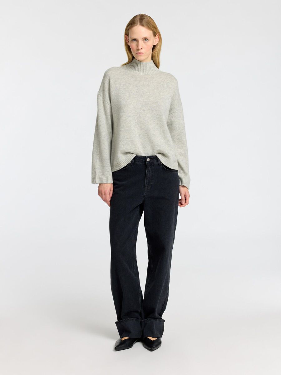 Selected HIGH NECK  STRICKPULLOVER, Light Grey Melange, highres - 16094759_LightGreyMelange_005.jpg