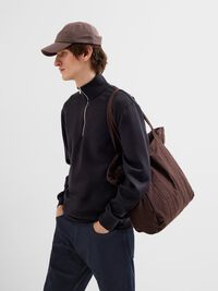 VISCOSE BLEND HALF ZIP SWEATSHIRT, Black, highres