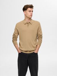 100% MERINO WOOL POLO SHIRT, Kelp, highres