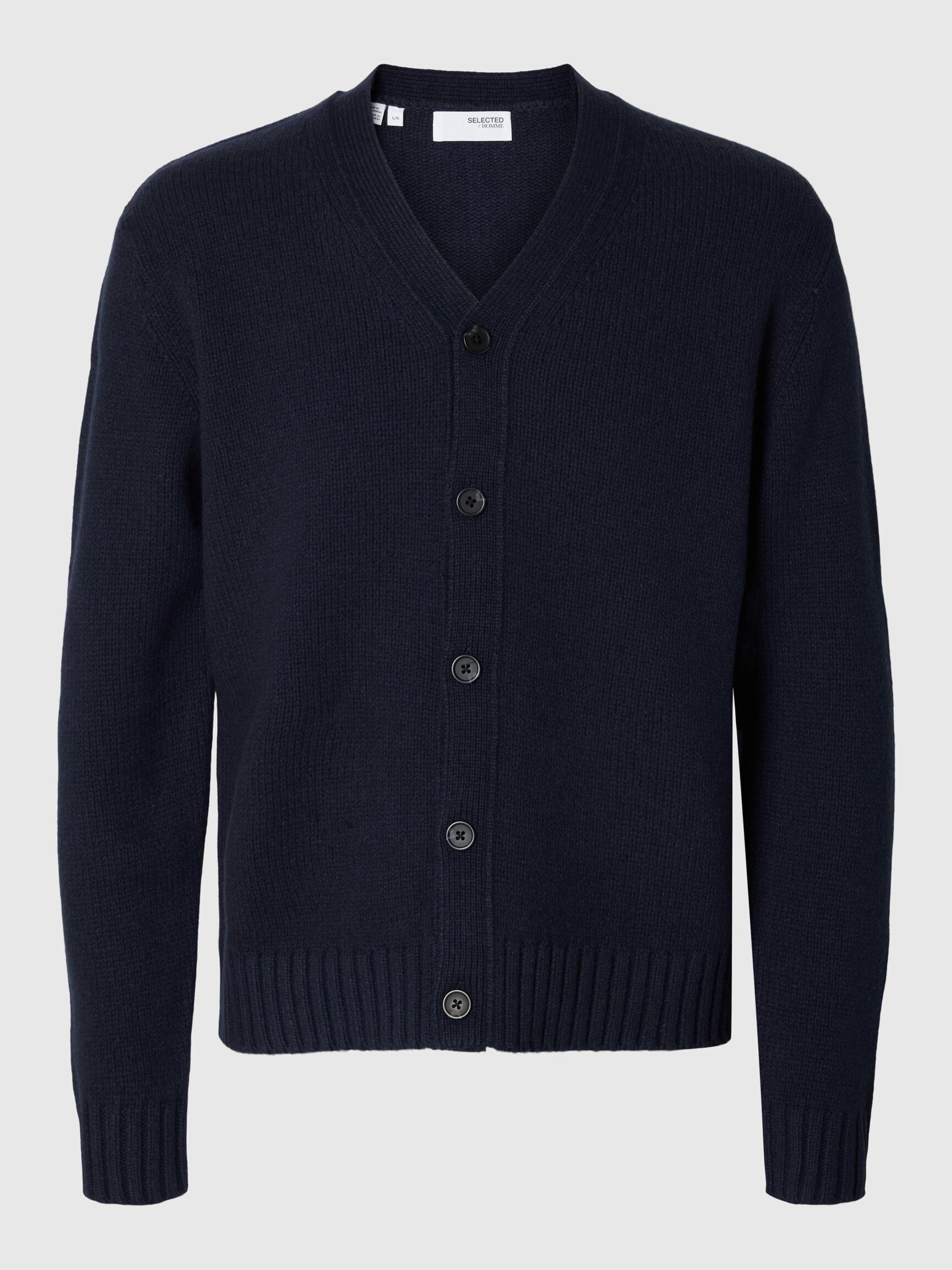 RELAXED FIT WOLLGEMISCH STRICKJACKE, Sky Captain, highres