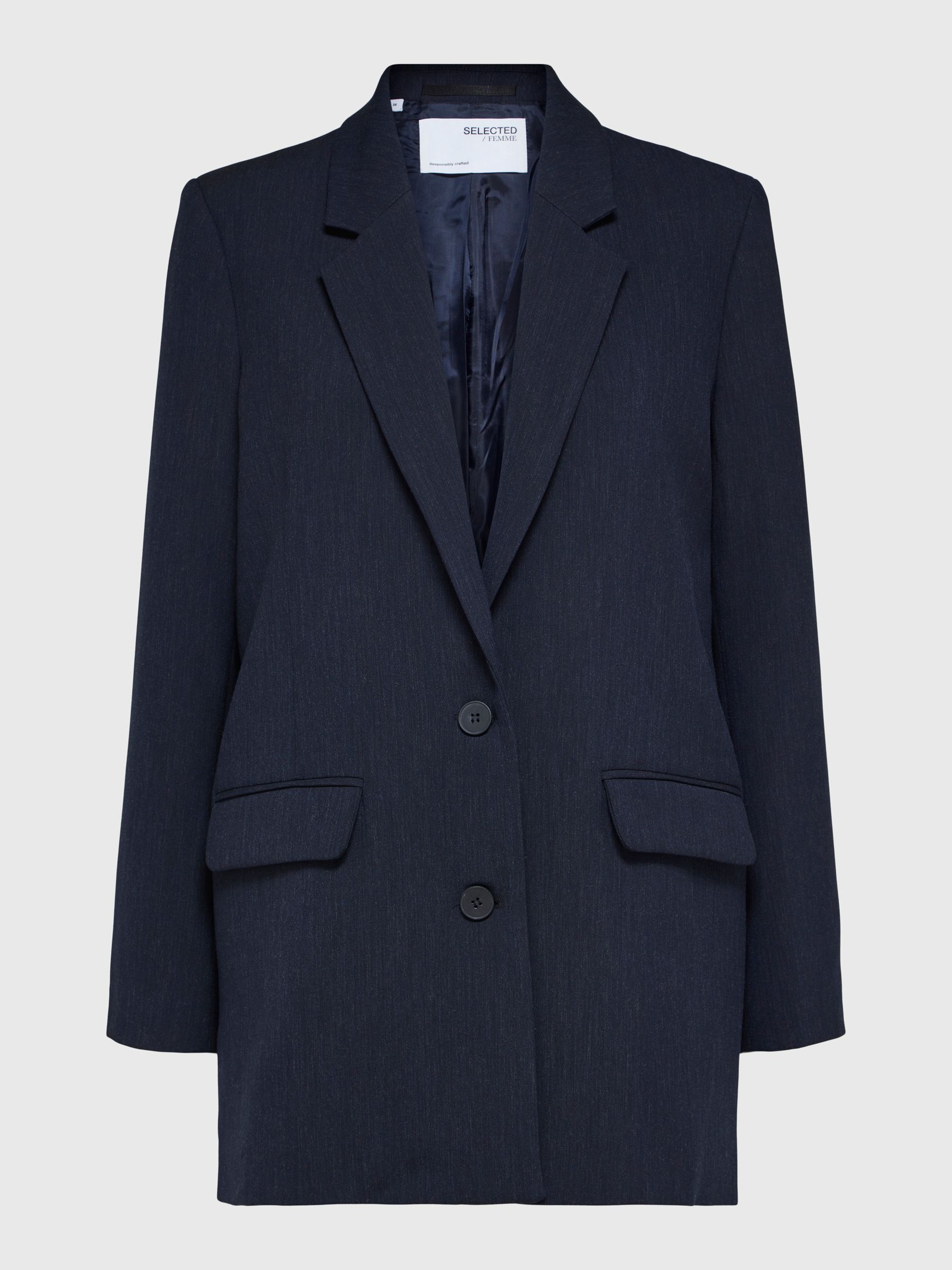 VISKOSEBLANDING OVERSIZED BLAZER, Dark Sapphire, highres